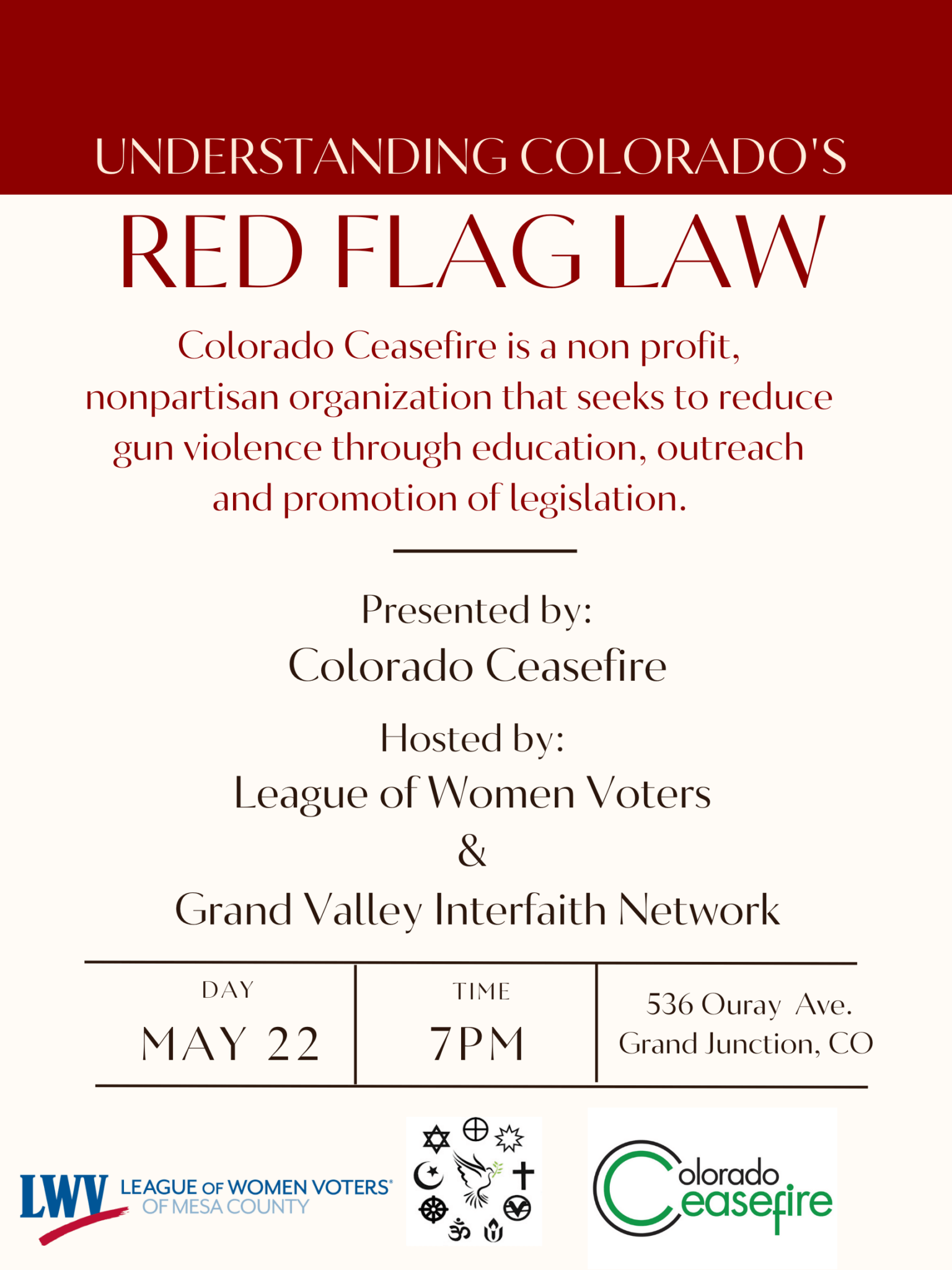 “Understanding Colorado’s Red Flag Law” talk to be offered May 22 7