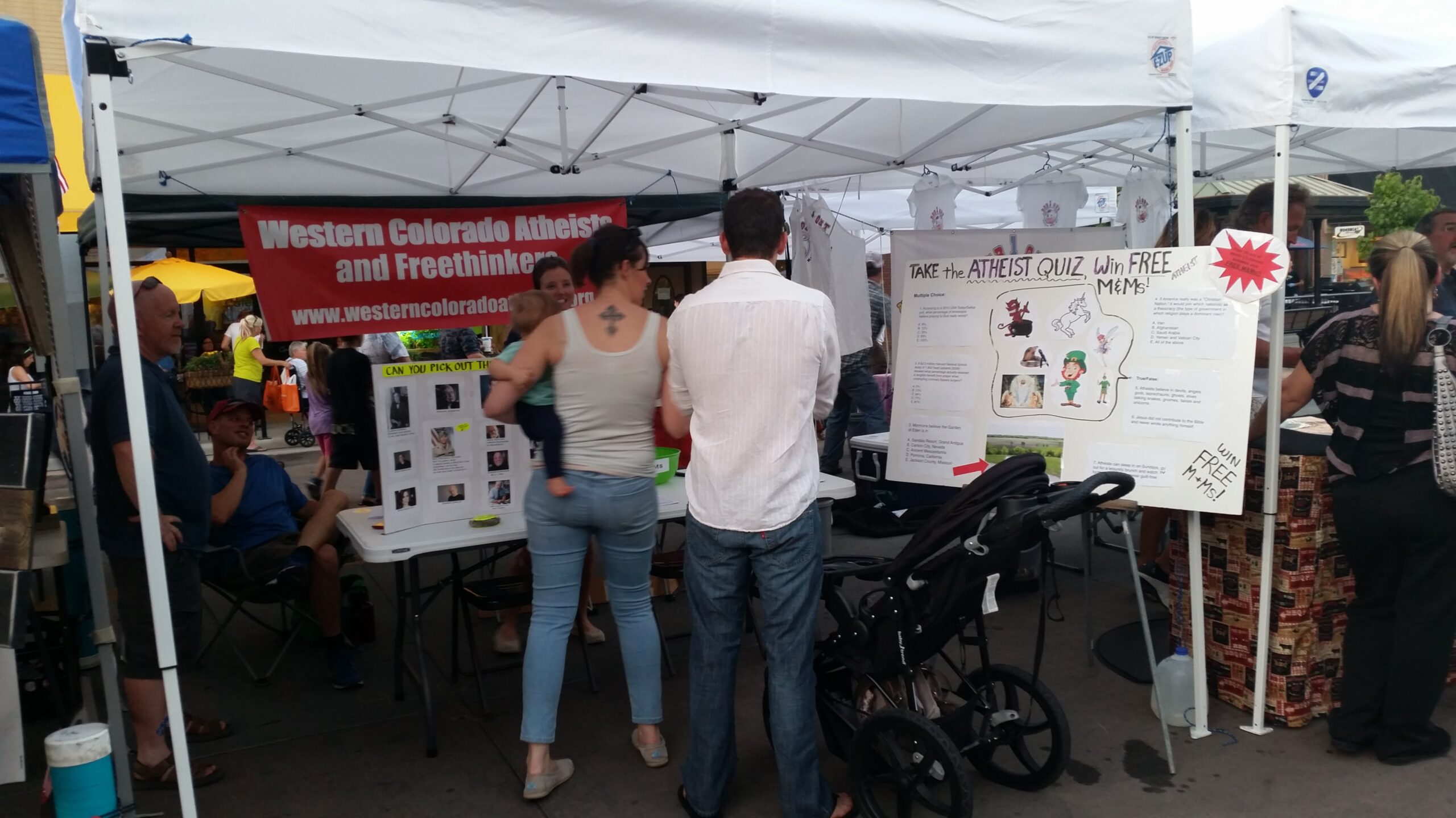 WCAF's "Atheist Quiz" is always a hit at the downtown Grand Junction Farmers Market