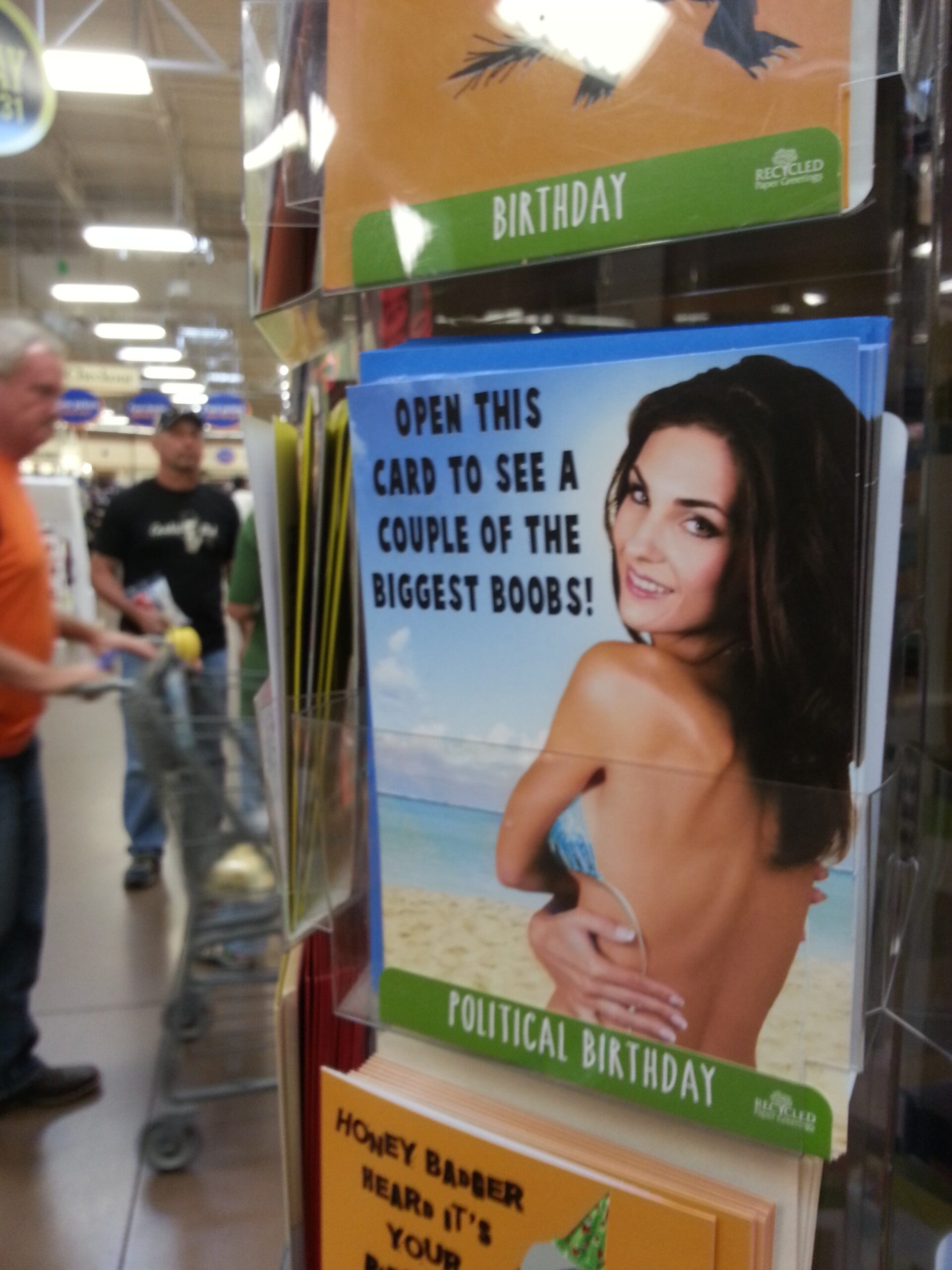 One of City Markets political birthday cards, all of which are derogatory to Democrats, and this one towards women