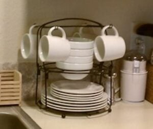 Stackable dinnerware set with rack