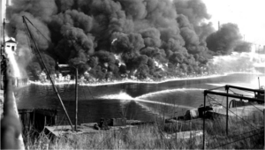 The Cuyahoga River on fire in 1969 let to the passage of the Clean Water Act