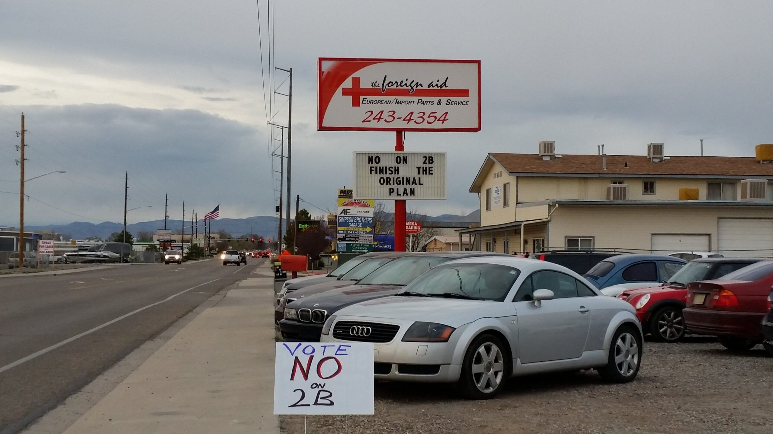 25 Road businesses oppose 2B, and want the City to stick to the original plan for extending the Westside Beltway, which won't result in their losing valauble property to the City.