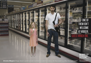 Moms Demand Action's ad against Kroger's policy of allowing patrons to brandish weapons in its stores