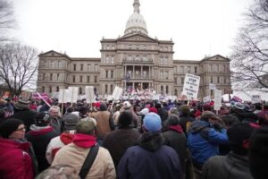 Michigan's Right-To-Work Legislation Draws Large Protests At Capitol