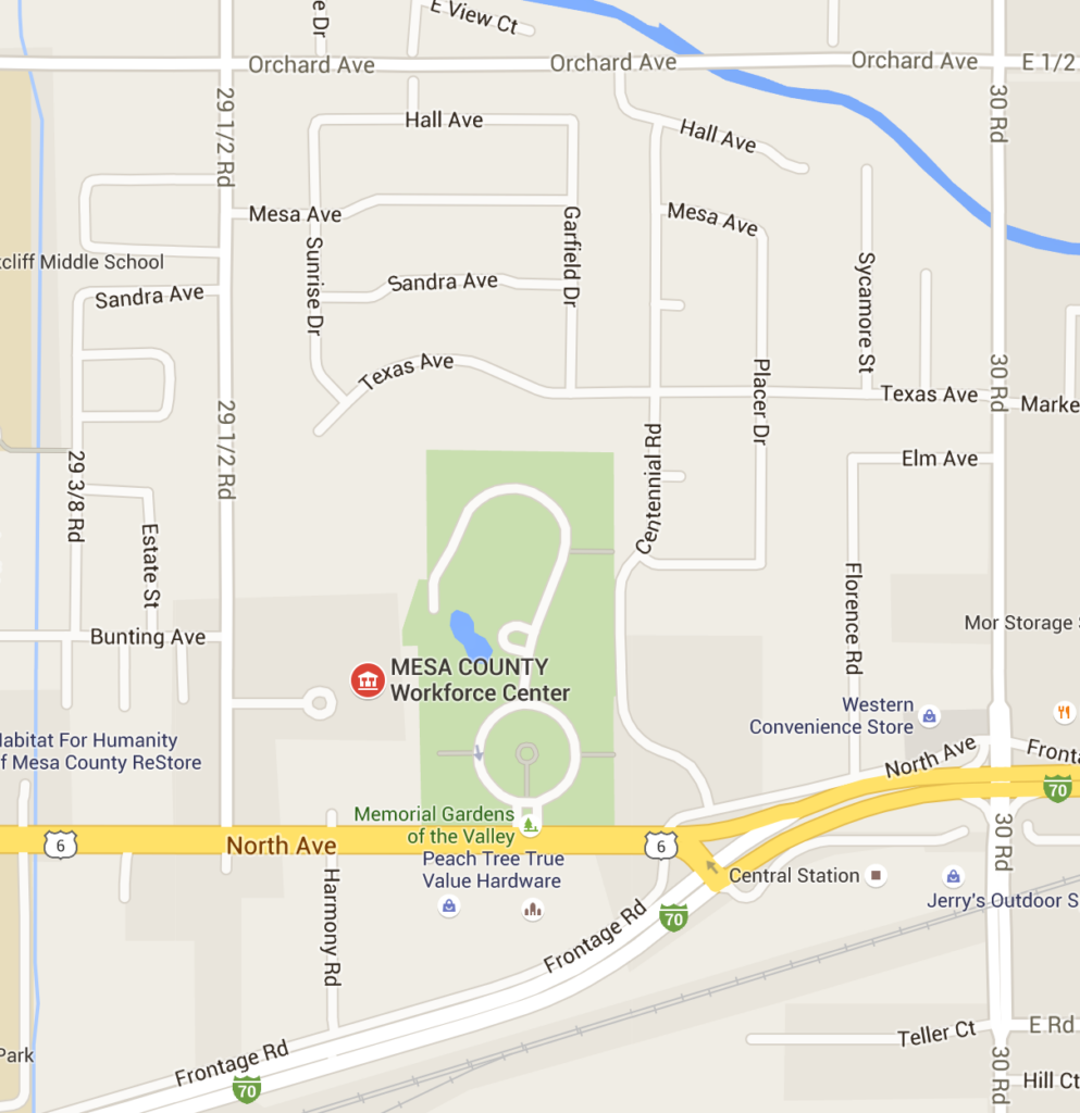 Map to the Mesa County Workforce Center