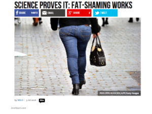 Article published by Breitbart News that encourages fat-shaming of women, the way Trump did to the former Miss Universe, Alicia Machado
